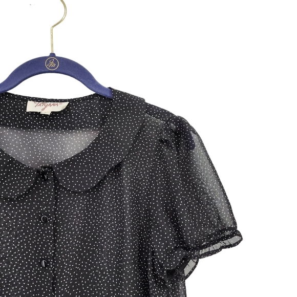 Tatyana Women's Chloe Swiss Dots Button Front Blouse - L - Picture 2 of 6
